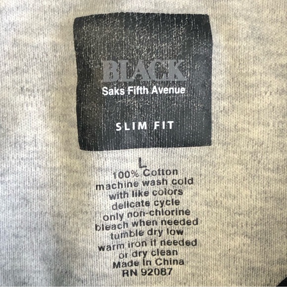 BLACK Saks Fifth Avenue Slim Fit Men’s Black Polo Size L - Picture 6 of 10